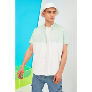 Trendyol Green Men's Regular Fit Short Sleeve Judge Collar Gradient Shirt