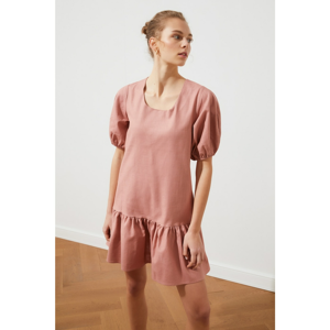 Trendyol Salmon Balloon Sleeve Back Tie Dress