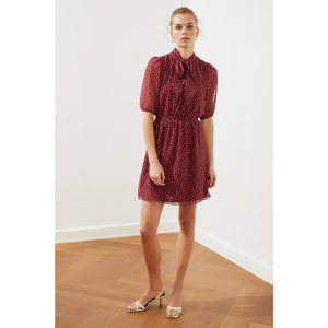 Trendyol Burgundy Scarf Collar Dress