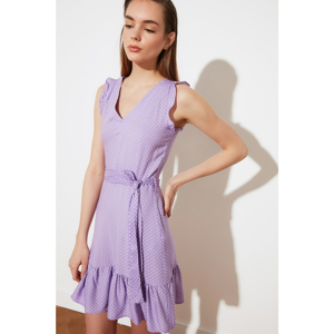 Trendyol Purple Polkalic Belt Dress
