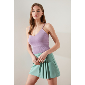 Trendyol Crop Knitwear Blouse with Lilac Knit Detail