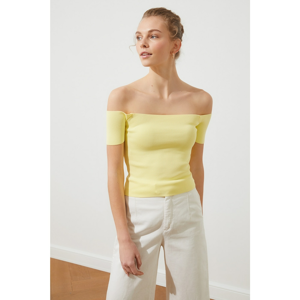 Trendyol Yellow Carmen Collar Knitwear Blouse