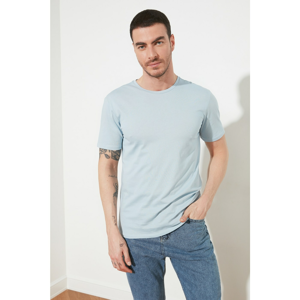 Trendyol Blue Men's Short Sleeves Regular Fit Back Printed T-Shirt