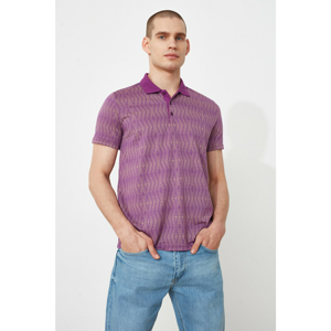 Trendyol Lila Men Slim Fit Short Sleeve Jacquard Süprem Polo Neck T-shirt