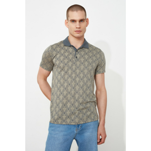Trendyol Anthracite Male Slim Fit Short Sleeve Jacquard Süprem Polo Neck T-shirt