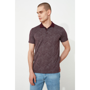 Trendyol Burgundy Men Slim Fit Short Sleeve Jacquard Süprem Polo Neck T-shirt