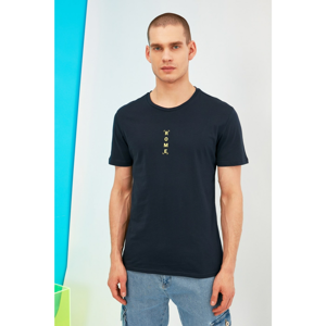 Trendyol Navy Blue Men Slim Fit Bike Collar Short Sleeve T-Shirt