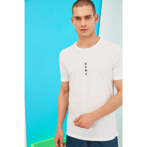 Trendyol White Male Slim Fit Bike Collar Short Sleeve T-Shirt