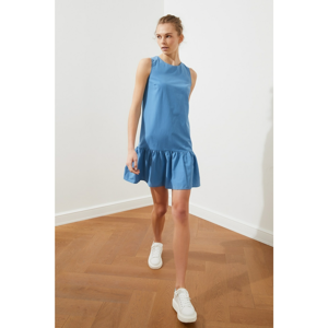 Trendyol Poplin Basic Dress with Indigo Flywheel