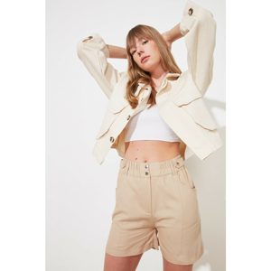 Trendyol Beige Front Button Shorts & bermuda