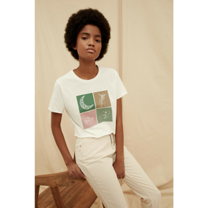 Trendyol Ekru 100% Organic Cotton Crop Knitted T-Shirt