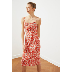 Trendyol Red Strap Floral Patterned Dress