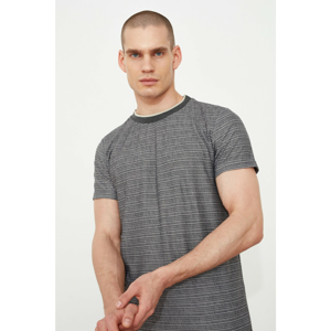 Trendyol Grey Men's Regular Fit Bike Collar Short Sleeve Printed T-Shirt