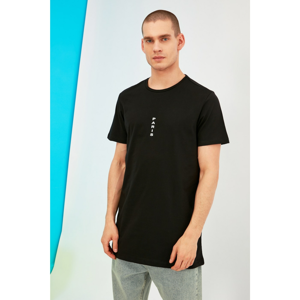 Trendyol Black Male Long Fit Printed Bike Collar T-Shirt