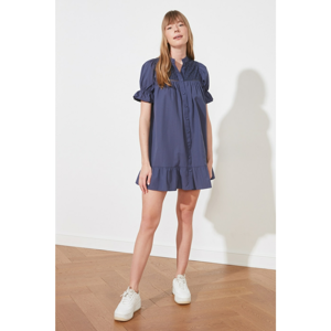 Trendyol Navy Lace Detail dress with Navy Button