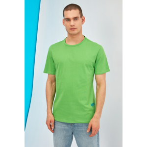 Trendyol Green Men's Regular Fit Bike Collar Short Sleeve Printed T-Shirt