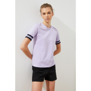 Trendyol Lilac Sleeve Detail Basic Knitted T-Shirt