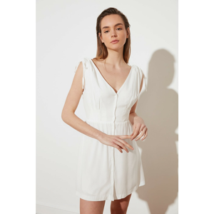 Trendyol White V-Neck ButtonEd Dress