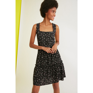 Trendyol Black Strap Floral Patterned Dress