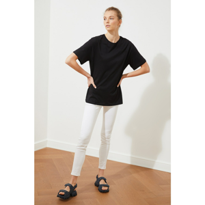 Trendyol Black Embroidered Boyfriend Knitted T-Shirt