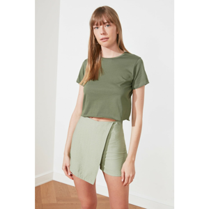 Trendyol Green Crop Knitted T-Shirt