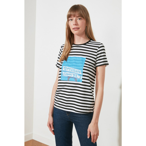 Trendyol MulticolorEd Striped Basic Printed Knitted T-Shirt