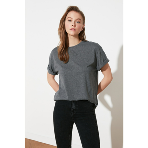 Trendyol Anthracite Printed Knitted T-Shirt