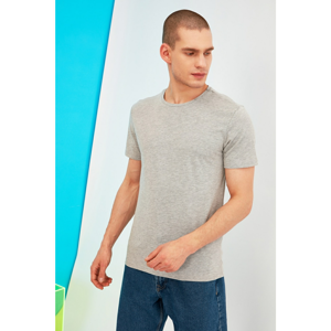 Trendyol Grey Male Slim Fit Bike Collar Back Printed T-Shirt