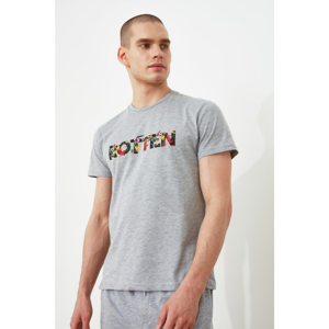 Trendyol Grey Male Slim Fit Basque T-Shirt