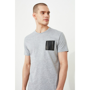 Trendyol Grey Male Regular Fit Basque T-Shirt