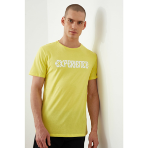 Trendyol Yellow Men Slim Fit Bike Collar Short Sleeve Printed T-Shirt