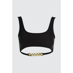 Trendyol Black Cut Out Detailed Accessory Bikini Top