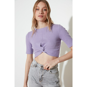 Trendyol Purple Crop Knitted Blouse