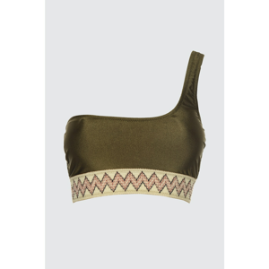 Trendyol Khaki Jacquard Rubber Bikini Top