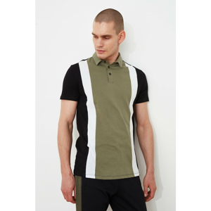 Trendyol Khaki Men Slim Fit Color Block Short Sleeve Polo Neck T-shirt