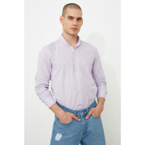 Trendyol Lilac Male Slim Fit Judge Collar Half Pat Epaulette Shirt