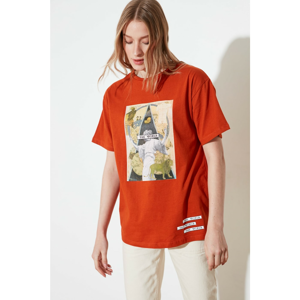 Trendyol Cinnamon Boyfriend Knitted T-Shirt