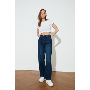 Trendyol Navy Blue High Waist Wide Leg Jeans