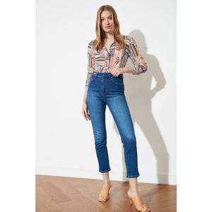 Trendyol High Waist Slim Fit Jeans WITH Blue Waist DetailING