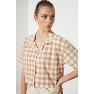 Trendyol Beige Plaid Knitted Shirt