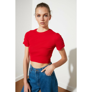 Trendyol Red Wick Crop Knitted Blouse
