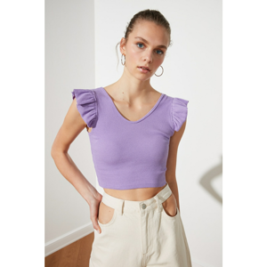 Trendyol Lilac Ruffle Detail Wick Knitted Blouse