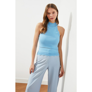 Trendyol Knitwear Blouse with Light Blue Halter Neck Ajur