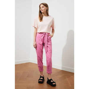 Trendyol High Waist Mom Jeans WITH Pink Belted Leg DetailING