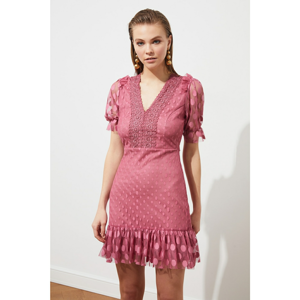Trendyol Rose Dry Collar Detailed Polkalide Tulle Dress