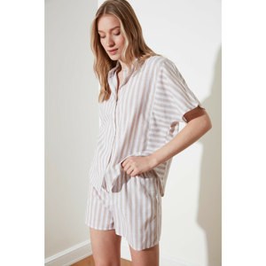 Trendyol Pajama Set - Beige - Striped