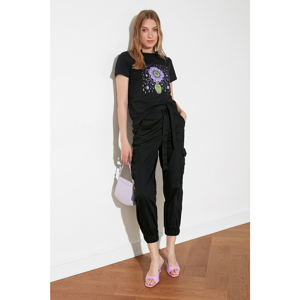 Trendyol Black Printed Basic Knitted T-Shirt