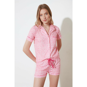 Trendyol Powder Leopard Print Knitted Pyjama Set
