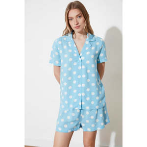 Trendyol Blue Polka d'Or Woven Pyjama Set