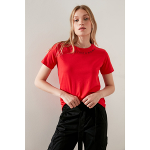 Trendyol Red Printed Basic Knitted T-Shirt